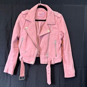 Pink Suede Moto Jacket